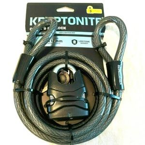 Kryptonite 6 ft x 12 mm Bike Lock Cable & Steel Padlock With LED Lighted Key